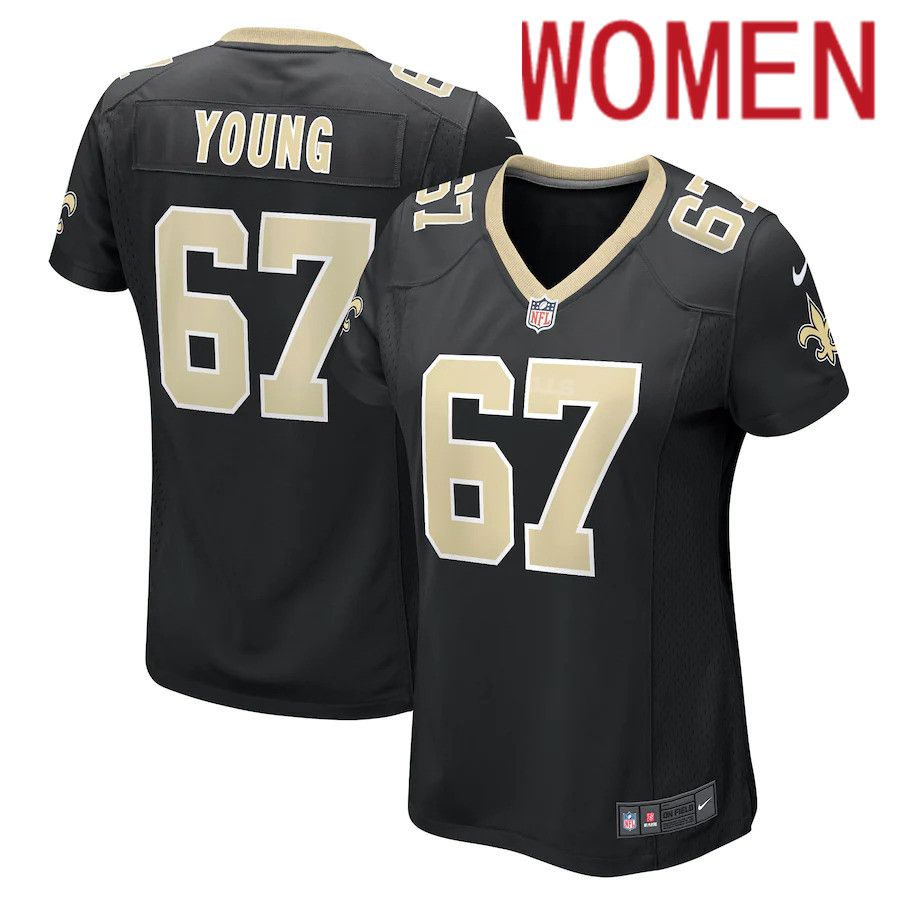 Women New Orleans Saints #67 Landon Young Nike Black Game NFL Jersey